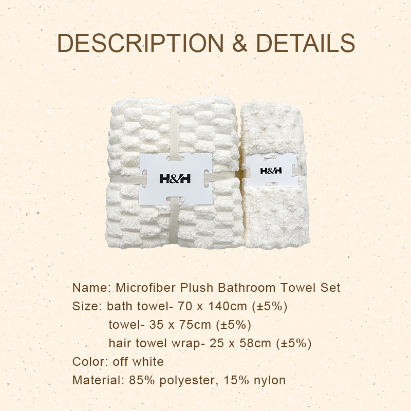 Nam Liong H&H|Microfiber Plush|Towel Set|Bath Towel|Hair Towel Wrap